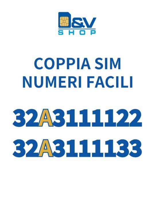 Coppia SIM Wind3 Numeri Facili 32A3111122 e 32A3111133 Da Attivare