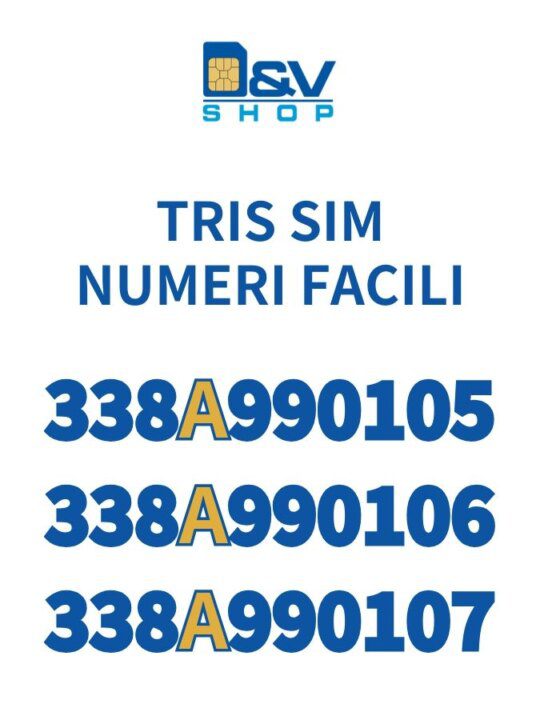 Tris SIM Tim Numeri Facili 338A990105 - 338A990106 - 338A990107 Da Attivare
