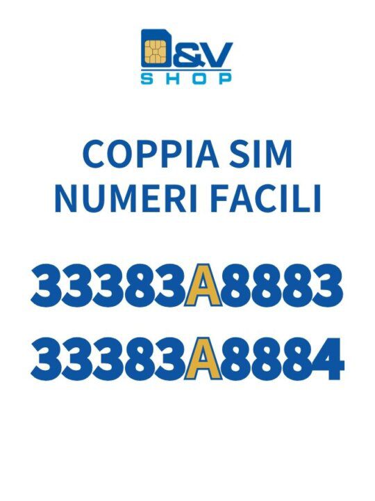 Coppia SIM Tim Numeri Facili 33383A8883 e 33383A8884 Da Attivare
