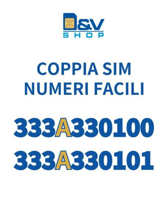 Coppia SIM Tim Numeri Facili 333A330100 e 333A330101 Da Attivare