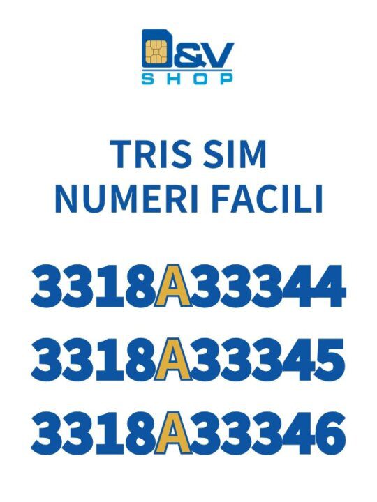 Tris SIM Tim Numeri Facili 3318A33344 - 3318A33345 - 3318A33346 Da Attivare