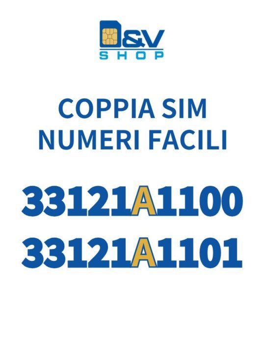 Coppia SIM Tim Numeri Facili 33121A1100 e 33121A1101 Da Attivare