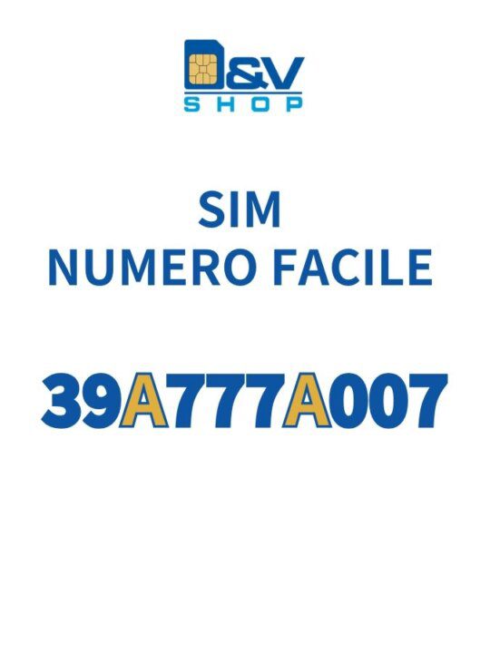 SIM Tre Numero Facile 39A777A007 Da Attivare